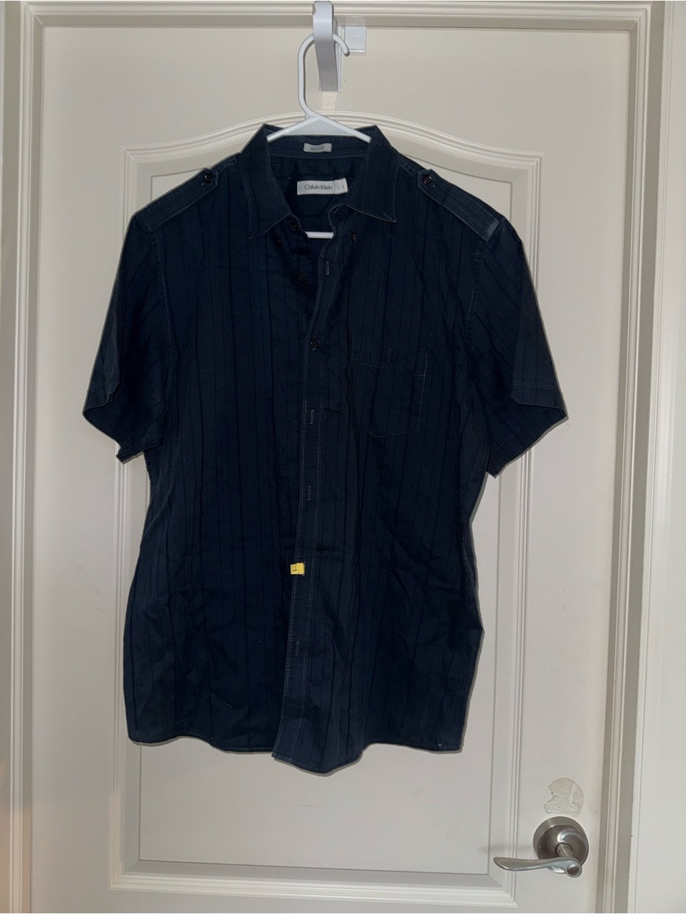 Calvin Klein Men’s Short-Sleeve Dark Navy Button-Down Shirt